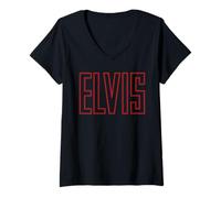 Donna Elvis Presley Official 68 Comeback Sign Maglietta con Collo a V