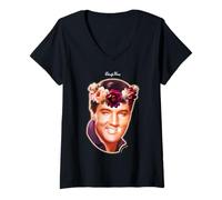 Donna Elvisly Yours Elvis Presley Il re dei Fiori del Rock & Roll Maglietta con Collo a V