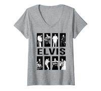 Donna Elvisly Yours Multi Elvis Presley Re del Rock & Roll Maglietta con Collo a V