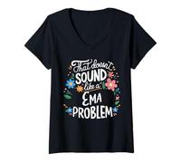 Donna Ema Personalized Cute Girls Ema Name Maglietta con Collo a V
