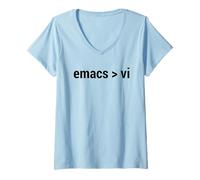 Donna emacs Maggiore di VI - Code Editor Flame War - Black Design Maglietta con Collo a V
