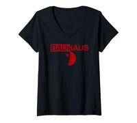 Donna Emblema Bauhaus dimezzato Maglietta con Collo a V