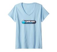 Donna Emblema del Logo di Cape May - Cape May New Jersey Maglietta con Collo a V