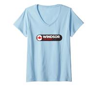 Donna Emblema del Logo Windsor - Windsor Ontario Canada Maglietta con Collo a V
