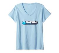Donna Emblema Logo Napoli - Napoli Italia - Napoli Italia Maglietta con Collo a V