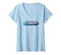 Donna Emblema Logo Ocean City - Ocean City New Jersey Maglietta con Collo a V