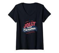 Donna Emblema Natalizio Jolly Good Maglietta con Collo a V