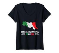 Donna Emilia-Romagna Italia - Emilia-Romagna Souvenir Silhouette Maglietta con Collo a V