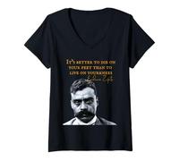 Donna Emiliano Zapata Bandiera messicana La Revolucion Mexicana Maglietta con Collo a V