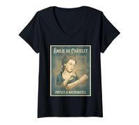 Donna Émilie du Châtelet - Francese Matematica Fisica Francia Maglietta con Collo a V