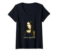 Donna Emily Brontë Poeta Romantica Gotica e eredità romanziere Maglietta con Collo a V