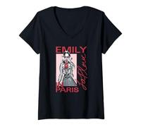 Donna Emily in Paris Fashion Sketch with Script TV Show Maglietta con Collo a V