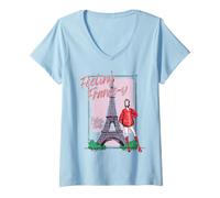 Donna Emily in Paris Feeling France-y Maglietta con Collo a V