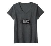 Donna Emily in Paris Grey Space Maglietta con Collo a V