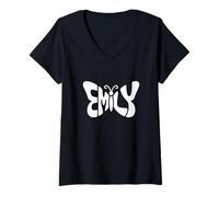 Donna Emily Reflections - Personalizzato Specchiato Nome Art Maglietta con Collo a V
