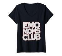 Donna Emo Moms Club Alternativa maternità Punk Rock Mamma Maglietta con Collo a V