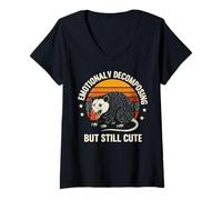 Donna Emotionally Decomposing But Still Cute Persona Sensibile Maglietta con Collo a V