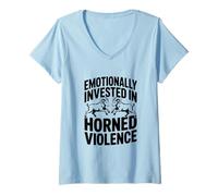 Donna Emotivamente investito in arieti di violenza cornuta Maglietta con Collo a V