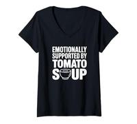 Donna Emotivamente supportato da Tomato Soup Maglietta con Collo a V