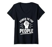 Donna Empowerment Equality Quote Simple Power To The People Maglietta con Collo a V