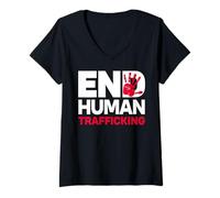 Donna End Human Trafficking Maglietta con Collo a V
