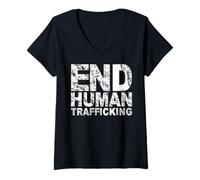 Donna End Human Trafficking T-Shirt Maglietta con Collo a V
