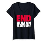 Donna End Human Trafficking T-Shirt Maglietta con Collo a V