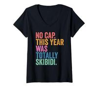 Donna End of School Teachers No Cap This Year Was Totally Skibidi Maglietta con Collo a V