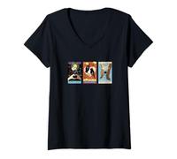 Donna Enemies To Lovers Vintage Retro Tarot Card Line Up Maglietta con Collo a V
