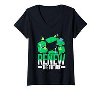 Donna Energia Rinnovabile Renew The Future Maglietta con Collo a V