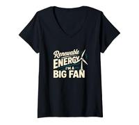 Donna Energie rinnovabili I'm A Big Fan Wind Turbine Pun Maglietta con Collo a V