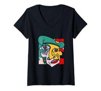 Donna Enjoy Abstract Arts Like Picaso Art Way Graphic Cool Designs Maglietta con Collo a V