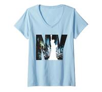 Donna Enjoy Cool New York City Times Square Statue of Liberty Maglietta con Collo a V