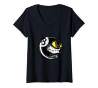 Donna Enjoy Cool Pool Billiards Angry 8 Ball Graphic Designs Maglietta con Collo a V