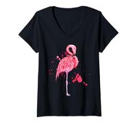 Donna Enjoy Cool Summer Beach Sun with Pink Flamingo Graphic Cute Maglietta con Collo a V