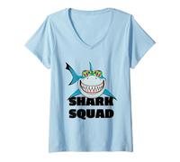 Donna Enjoy Cool Wild Shark Squad Novelty Graphic Cool Designs Maglietta con Collo a V