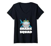 Donna Enjoy Cool Wild Shark Squad Novelty Graphic Cool Designs Maglietta con Collo a V