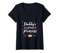 Donna Enjoy Daddy's Little Princess Illustration Graphic Designs Maglietta con Collo a V
