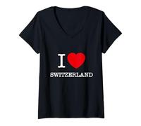 Donna Enjoy I Love Switzerland Novelty Graphic Tees & Cool Designs Maglietta con Collo a V