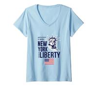 Donna Enjoy Wear Cool NYC New York City Statue of Liberty Graphic Maglietta con Collo a V