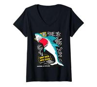 Donna Enjoy Wear Wild Stylish Summer Shark, Cool Shark Fashion Fun Maglietta con Collo a V