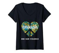 Donna Enough End Gun Violence Indossa Il Cartello Arancione della Pace con Il Cuore Maglietta con Collo a V
