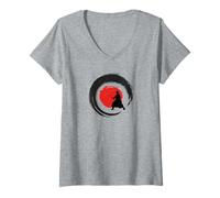 Donna Enso Circle Samurai Warrior Giapponese Zen Simbolo Meme Maglietta con Collo a V