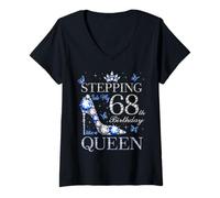 Donna Entrando nel mio 68 ° compleanno come una regina 68 Anni Maglietta con Collo a V