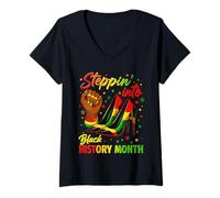 Donna Entrare nella Storia Nera Mese Tacchi Alti Ragazze Donne Maglietta con Collo a V