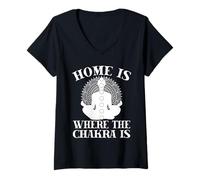 Donna Entusiasti Di Pilates Home Is Where The Chakra Is Pilates Maglietta con Collo a V
