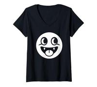 Donna Epic Face Vampire Y2K Emo Goth Maglietta con Collo a V