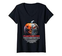 Donna Epic Pumpkin Robot: Halloween, Thanksgiving, Harvest Graphic Maglietta con Collo a V