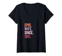 Donna Epic Wife Since 1981 | Anni 45 Anniversario Matrimonio Maglietta con Collo a V