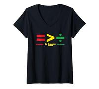 Donna Equality Greater Than Division Maglietta con Collo a V